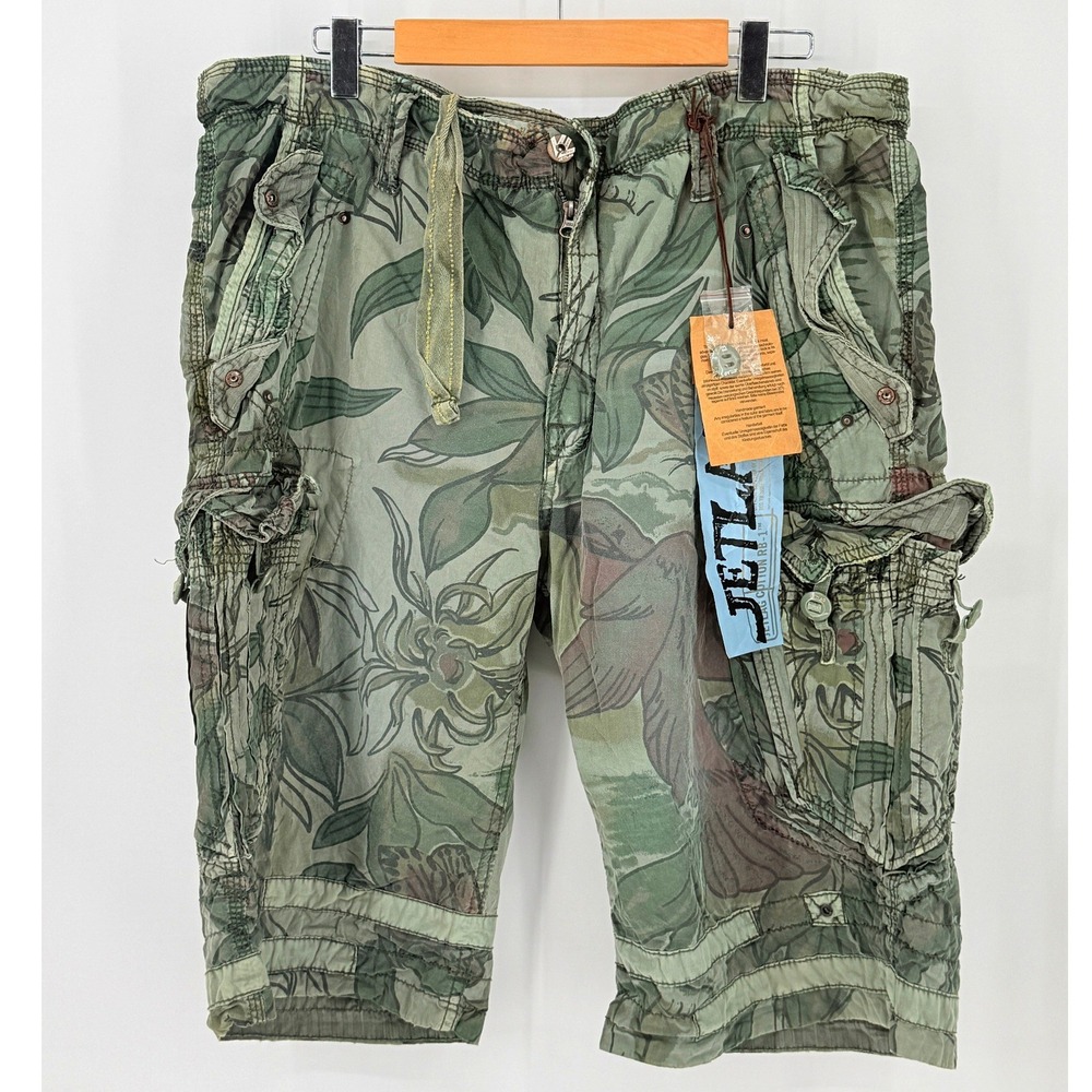 Vintage Y2K Jet Lag Angelos New Green Cargo Shorts Mens 40 Skater Long Baggy Par